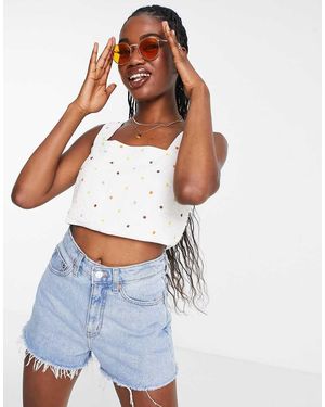 & Other Stories Crop Top Met Versiering En Stippenprint - Wit
