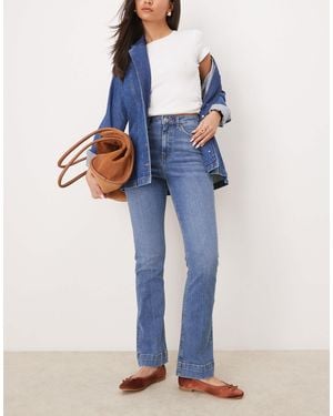 New Look Amalfi Crease Front Flare Jeans - Blue