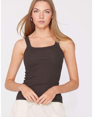 Tezenis Square Neck Ribbed Cotton Camisole - Grey