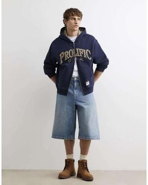 River Island Cotton Prolific Usa Check Hoodie - Blue