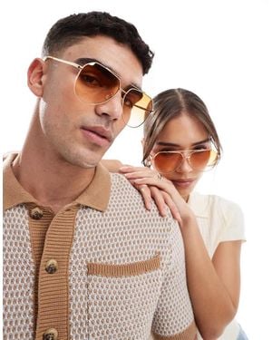 A.J. Morgan Gafas De Sol Doradas De Estilo Aviador Con Lentes Marrones Degradadas De Metal Aces Up De - Marrón