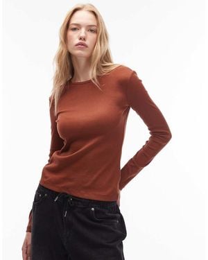 & Other Stories Soft Jersey Rib Long Sleeve Top - Red