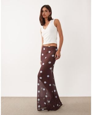 ASOS Printed Mesh Sheer Maxi Column Skirt - White