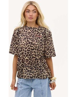 Loavies Wild And Free Short-Sleeved Shirt With Leopard Print - Brown