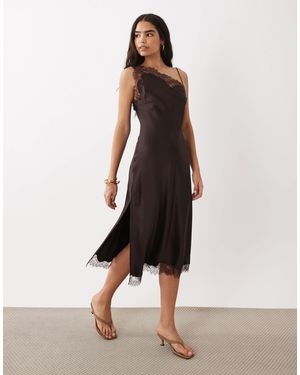 Mango – midikleid aus satin - Natur