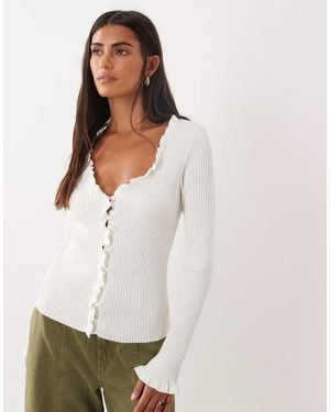 Mango Vest Met Ruchedetail En V-Hals - Wit