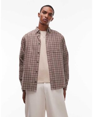 Element Camisa Marrón Claro A Cuadros De Corte Estándar Con Botones De Franela De