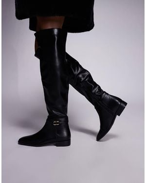 Public Desire Public Desire Eastburn Wide Fit Over The Knee Riding Boots - Black