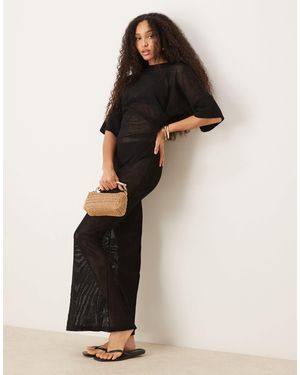 ASOS Crochet T Shirt Tuck Midi Dress - Multicolour