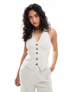 Miss Selfridge Co-Ord Tailored Linen Waistcoat - White