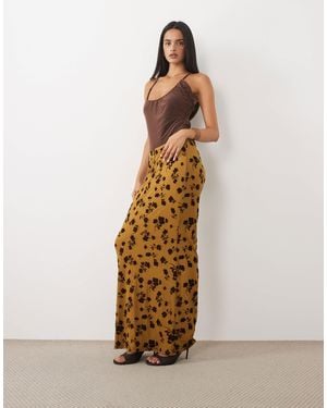 ASOS Maxirock aus beflocktem mesh mit niedriger leibhöhe, kombiteil - Natur