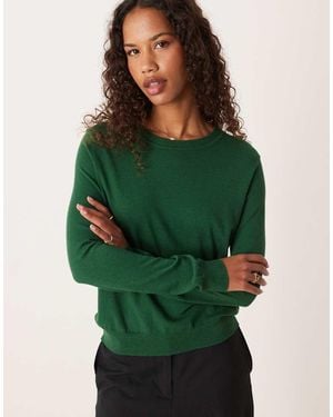 Mango Round Neck Fine Knitted Top - Green