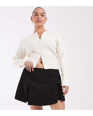 ONLY Minifalda Pantalón Plisada Negra - Blanco
