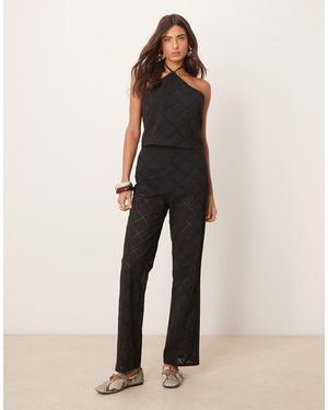 ASOS Pantaloni Dritti Neri Con Motivo Traforato Geometrico - Neutro