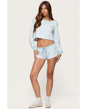 Edikted Margret Striped Shorts - Blue
