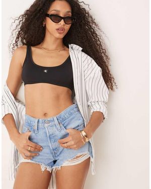 Calvin Klein Bikini Bralette Met Logopatch - Blauw