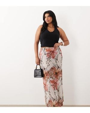 ASOS Asos Design Curve Sheer Mesh Maxi Skirt - Multicolour