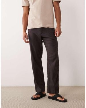 Abercrombie & Fitch Straight Fit Smart Linen Mix Trousers - Brown