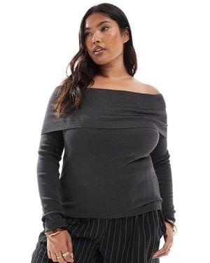 ASOS Asos Design Curve Structured Bardot Top - Black
