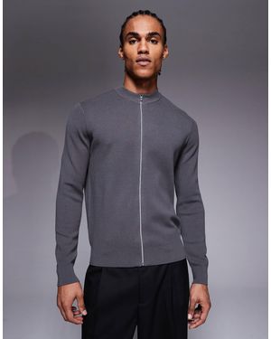 Mango – performance comfort – elastische strickjacke - Grau