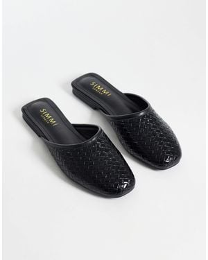 SIMMI Simmi London Nichola Wide Fit Woven Flat Mules - Black