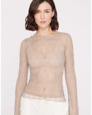 Tezenis Wide Long-Sleeved Lace Top - Natural