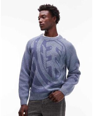 Element Double Icon Logo Wool Blend Knit Jumper - Blue
