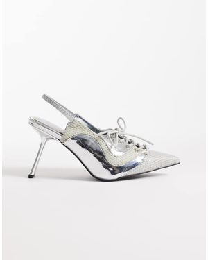 Kaiia Exclusive Lace-up Football Heels - White