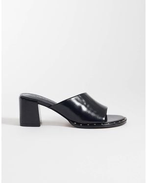 ASOS Hammer Leather Asymmetric Mid Heeled Mules - Blue