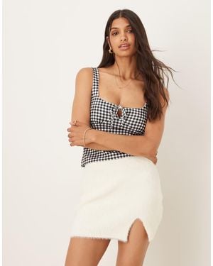 Glamorous Fluffy-Knit Mini-Skirt - Brown