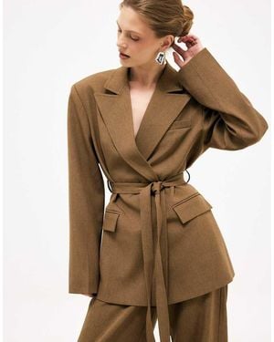NA-KD Belted Blazer - Natural