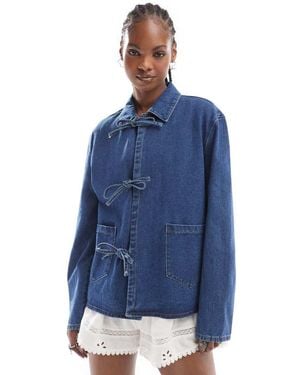ONLY Tie Front Denim Jacket - Blue