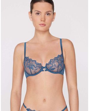 Tezenis Paris Flower Desire Balconette Bra - Blue