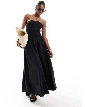 Brave Soul Midi Bandeau-Jurk Met Gesmokte Buste - Zwart