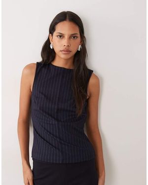 Mango Boat Neck Sleeveless Top - Blue