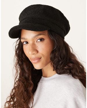 Accessorize Plain Boucle Bakerboy Hat - Black
