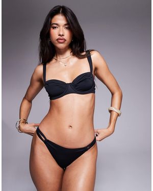 KBX Underwire V Front Bikini Top With Removable Padding - Black