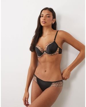 Bluebella Fern satin-slip mit mesh-besatz - Braun