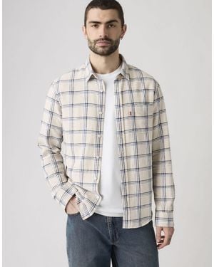 Levi's – sunset standard pumice stone co – gemustertes hemd mit einer brusttasche - Grau
