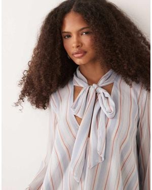 Mango Long Sleeve Flowy Blouse - Blue
