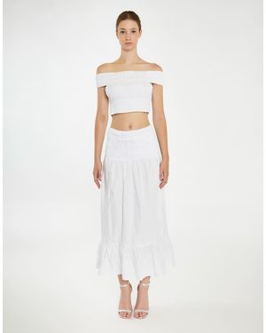 Glamorous Shirred Waist Maxi Skirt - White