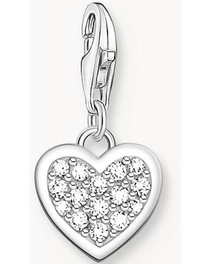 Thomas Sabo Charm Plateado Y Blanco Con Diseño De Corazón Efecto Purpurina