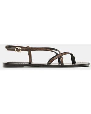 Pull&Bear Platte Sandalen Met Studs - Bruin