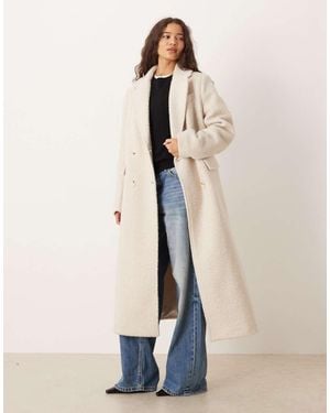Gina Tricot Long Boucle Midi Coat - Natural