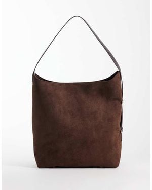 ASOS Bolso Tote Extragrande Tipo Bucket De Ante Sintético En-Marrón