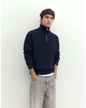 Pull&Bear Pullover mit halbem reißverschluss - Blau