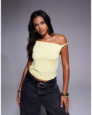 ASOS Top Senza Maniche Latticello Con Spallina Attorcigliata E Drappeggiata - Blu