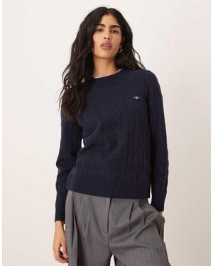 GANT Lambswool Cable Knit Jumper - Blue