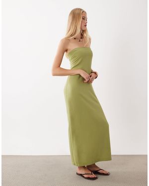 ASOS Linen Blend Clean Column Maxi Dress - Green