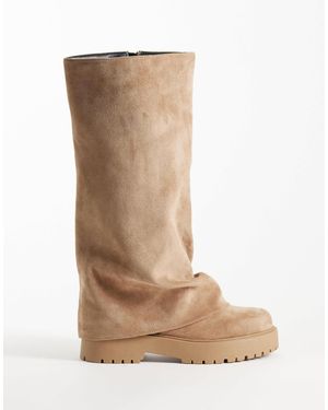 Public Desire Emery Foldover Knee Boots - Brown